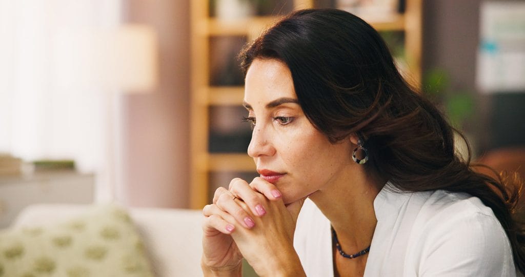 Woman with anxiety and overthinking