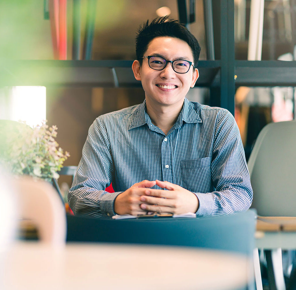 Man smiling to a therapist for anxiety singapore