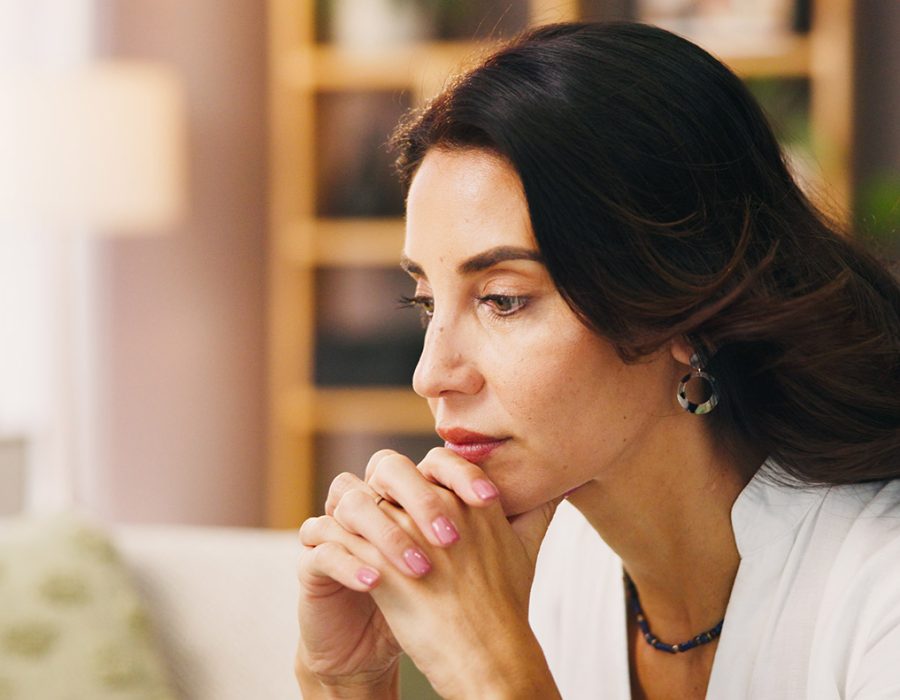 Woman with anxiety and overthinking