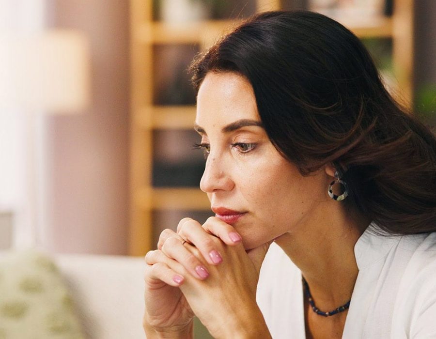 Woman with anxiety and overthinking